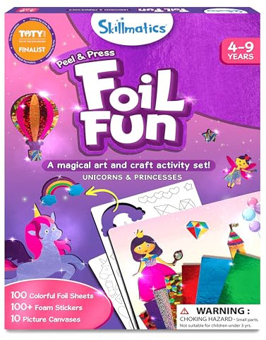 Skillmatics Foil Fun - Unicorns & Princesses, No Mess Art for Kids, Craft Kits & Supplies, DIY Creative Activity, Travel Toys, Gifts for Ages 4, 5, 6, 7, 8, 9