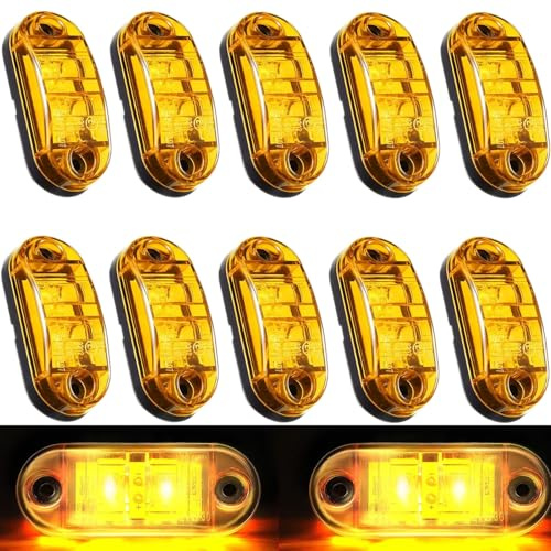 VISSQH yellow Oval LED side marker lights, 12V-24V LED indicator light side lights front rear side light position lamps (10 Pcs)