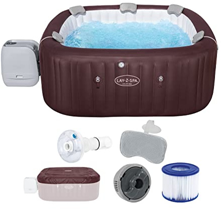 Bestway Maldive MaxHold EnergySense Smart Luxe HydroJet Pro 7 Borgogna Quadrato 79 x 79 x 31.5 Pollici o 2.01 m x 2.01 m x 80 cm