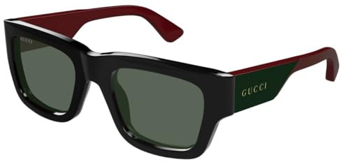 GUCCI Mens GG1668S Sunglasses, Black-Green-Green, 52