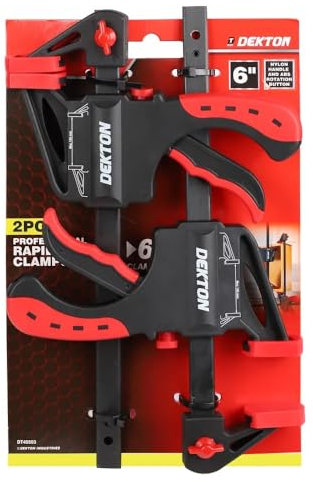 Dekton 2pc 6 Clamp Set | Heavy Duty, Durable Spring Clamps | Secure Grip for Woodworking, Crafting, and DIY Projects | Multipurpose Clamps for Home, Workshop, and Garage | Easy Tie On Card Packaging