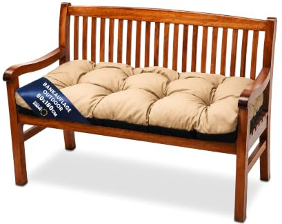 Amazinggirl Cojín para Banco Exterior 180x50 cm para Jardín Balancín & Muebles de Jardin - Cojin Banco Asiento Acolchado Cojines Grandes Cómodo Mullido Interior Exterior Beige