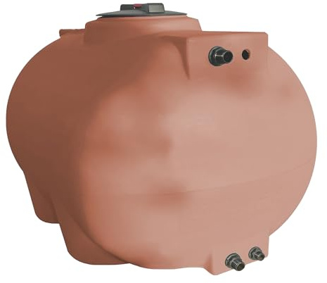 ESTO Serbatoio Acqua per Acqua Potabile 300L - 500 L, Cisterna Color Terracotta in Polietilene per Uso Esterno Predisposizione Rubinetto, Resistente Made in Italy (300 Litri con Pompa e Press Control)