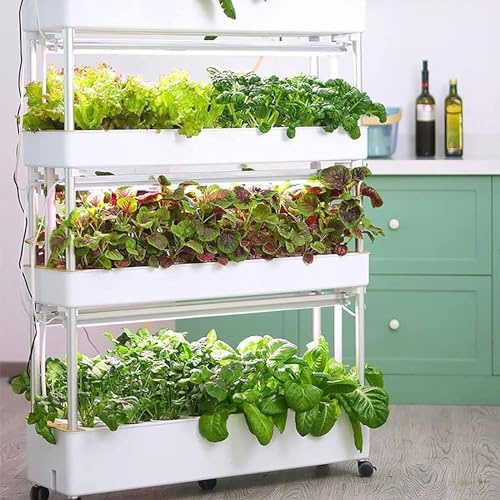Torre de Cultivo hidropónico Vertical, de Torre hidropónica con 90/120 Orificios, Kit de Cultivo aeropónico de PVC para jardín Interior Inteligente, luz LED de Cultivo para Hierbas,