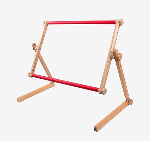 Needlework Lap and Table Hands-Free Embroidery Stand with Adjustable Organic Beech Wood Frame for Cross Stitch and Needlework (35 × 48 cm)