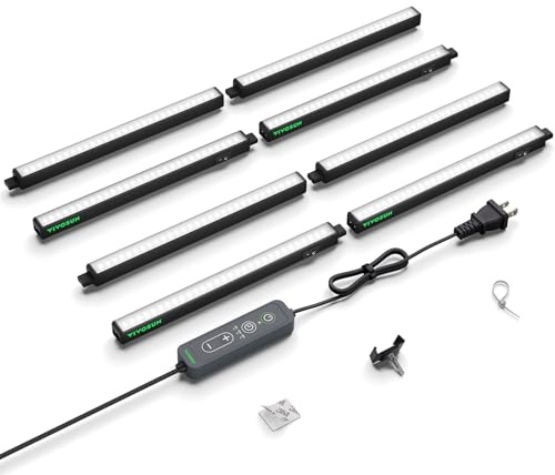VIVOSUN T5 LED växtlampa 30 cm, 5 000 K fullt spektrum odling, 56 W (8 x 7 W) odlingsljus med timer och dimmer, för odlingstält, plantering, hydroponik och inomhusväxter, SGS-kompatibel, set om
