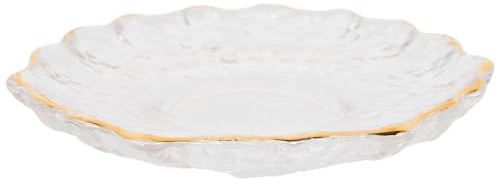 MUSISALY Sottobicchiere in Vetro Spesso Bordo Dorato, Sottopentola Antiscottatura Decorativo per Bicchieri e Tazze da Tè, Tovaglietta Resistente al Calore per Uso Domestico