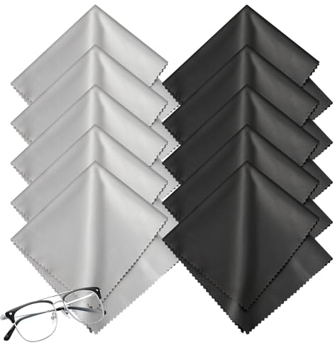 Romon 40 Piezas 20×20cm Gafas Paño de Limpieza,Paños de Limpieza de Microfibra, Reutilizables Paños de Limpieza de para Lentes, Gafas, Pantallas, Tabletas, Anteojos, 20 Negro & 20 Gris