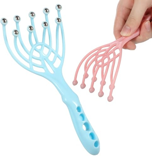 Happyyami Outil de Massage Crânien 2 Pièces en Plastique 9 Griffes et Billes Roulantes pour Relaxation Complète du Corps Tête en Usage Domestique