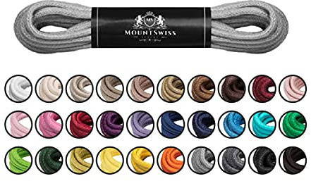 Mount Swiss Luxury Schuhbänder I Wasserabweisende und reißfeste Schnürsenkel rund ø 2-3 mm aus feiner Baumwolle/gewachst Farbe: Light.Grey, Länge: 90 cm