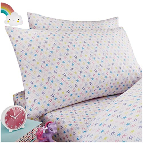 GC GAVENO CAVAILIA Kids Unicorn Horse Bedding Single Fitted Bed Sheet Set | Hypoallergenic, Breathable Soft Feel Washable Polycotton Bed Sheet Set With Pillow Case For Kids Boys Girls, 193 x 91 Cm