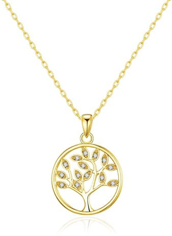 Philip Jones Gold Plated Tree of Life Necklace Created with Zircondia® Crystals