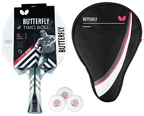 Butterfly® Timo Boll Vision 3000 Tischtennisschläger | Tischtennis Racket Bat TT Profi Wettkampfschläger für technisch fortgeschrittene Spieler | ITTF zertifizierter Wakaba Belag | Griffform konkav
