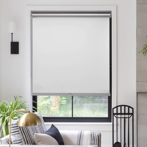 MYshade Free-Stop Cordless Roller Shades for Windows Room Darkening Roller Shades & Blinds Same Color Both Sides Fabric Pull Down Shade for Home Office Indoor Easy to Install White(40 W X 72 H)