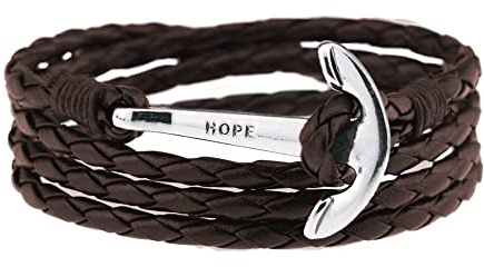VIENTO Hope Pulsera Ancla de Cuero (Marrón)