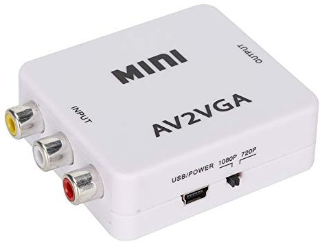 Mini VGA Zu Video Konverter, AV zu VGA Audio Composite Vga Adapter Converter 480P Signal TV Settop Box Set Top Wiedergabeadapter Für Computer Projektor Videokonferenzen Theater Monitore HDTV