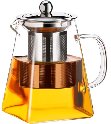 PARACITY Glass Teapots with Infuser 550 m, Teapot with Infuser 18 oz, Tea Infuser for Loose Tea, Large Teapot Blooming and Loose Leaf Tea Maker Tea Brewer,Tea Set for Camping, Travel