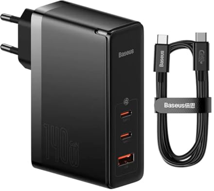 Baseus GaN5 Pro Wall Charger 2xUSB-C + USB, 140W (Black)