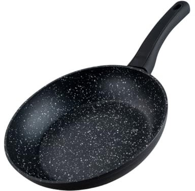 Fackelmann Bratpfanne Marble 2.0 24 cm, Antihaft-Pfanne aus 90% recyceltem Aluminium mit ergonomischem Kunststoff-Griff, kleine Induktionspfanne zum Kochen & Anbraten