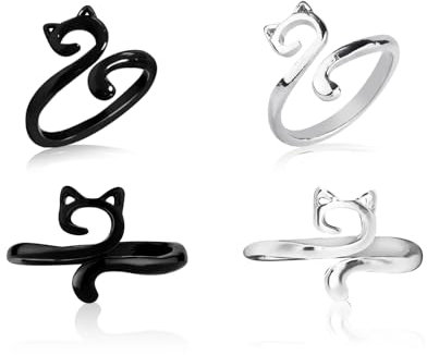 4st Häkelringe, Verstellbar Verstellbare Strickschlaufe Offen Garnspannungsring Garnführung Garnführung Fingerhalter für Schnelleres Stricken Zubehör für Mutter Oma Geschenk (Katzenstil)