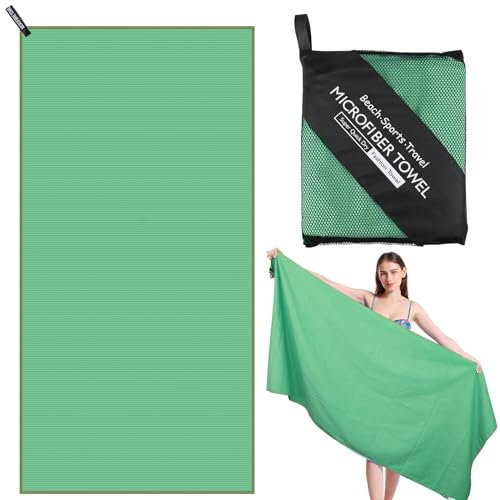 Zocipro Mikrofaser Handtuch Groß,180x80cm Kompakt Schnelltrocknend Mikrofaser Saunatuch, Strandhandtuch Leicht, Reisehandtuch Strandtuch und Badetüch für Sport Travel Yoga Camping Beach Gym, Grün