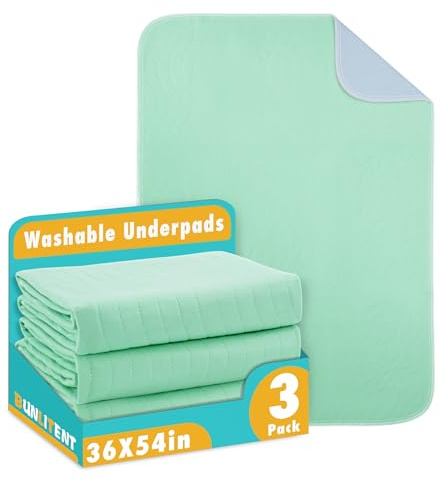 Bunlitent Washable Underpads, 36 x 54, 3 Pack - Heavy Absorbency Reusable Bedwetting Incontinence Pads for Kids, Adults, Elderly, and Pets - Waterproof Protective Pad for Bed, Couch, Sofa, Floor
