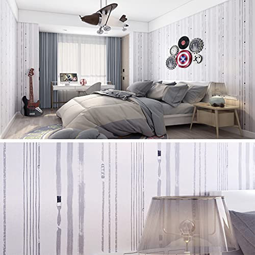 Generic Papier Peint, Papier Peint Décapant Avec Rayures Papier Peint Autocollant Amovible Pour Chambre À Coucher, Salle À Manger, Salon (23.6X394 Pouces)/Gris/0,6 * 10M