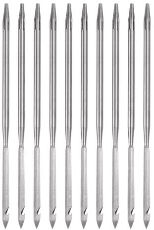 sourcing map Lot de 10 aiguilles droites de rechange pour alêne et cuir - Pour travaux manuels en cuir, réparation de chaussures, tissus lourds
