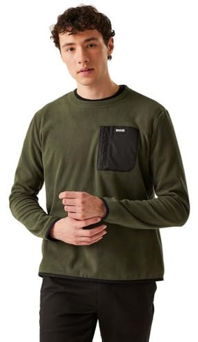 Regatta Mens Frankie Fleece Crewneck Sweatshirt, Comfortable & Lightweight with Zip Chest Pocket - Perfect for Outdoors, Walking, Camping & Hiking Dark Khaki