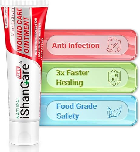 Unguento per la cura delle ferite iShanCare® - abrasioni, piaghe da decubito, ferite alle gambe e ai piedi, unguento naturale per la guarigione delle ferite, guarigione 3 volte più rapida per ustioni,