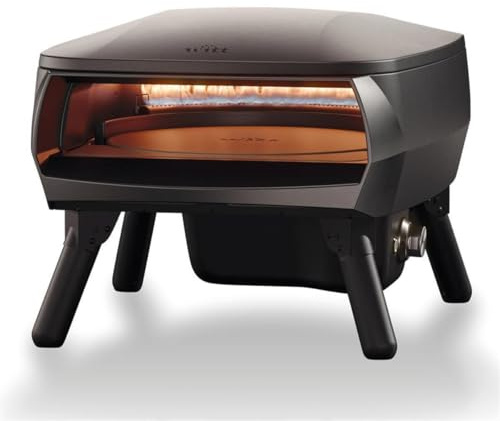 POWERHAUS24 WITT Etna Piccolo - Forno Rotante per pizza italiana o torta fiamma, pietra rotante, colore: nero, design compatto, alloggiamento in alluminio, 1 bruciatore a gas a forma di C