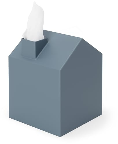 Umbra Kosmetiktücherbox – Moderner und Dekorativer Taschentuchspender für Badezimmer, Büro, Schlafzimmer und Mehr, Schieferblau, 13x17x13 cm
