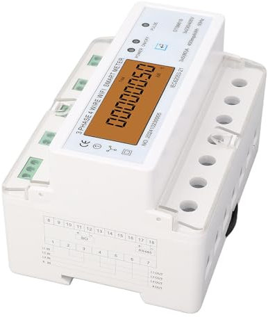 Contatore di Energia Intelligente Trifase Contatore di Energia Intelligente WiFi con APP di Accensione e Spegnimento Monitoraggio Remoto Montaggio su Guida DIN per APP