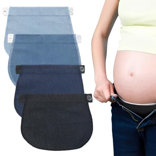 XOXVURI 4 Pièces Elargisseur Pantalon Grossesse Extenseur Pantalon Ajustables Pour Femmes Enceintes Extensions De Bouton Pantalon Élastique De Maternité Extension De Ceinture Réglable