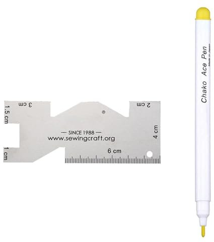 Uqezagpa Fabric Marker with Metal Quilting Ruler Water Soluble Fabric Pen Trick Marker Water Erasable Marking Pen