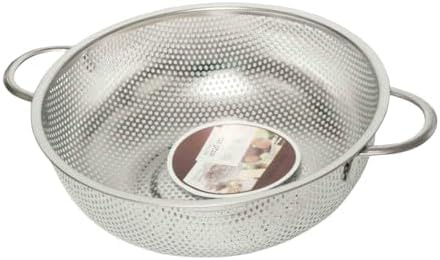 Neel Saanjh Stainless Steel Rice Colander, Micro Perforated Hole, Ergonomic Handle, Multipurpose Kitchen Strainer, Ideal Use for Wash Beans, Pasta, Vegetables (22cm)