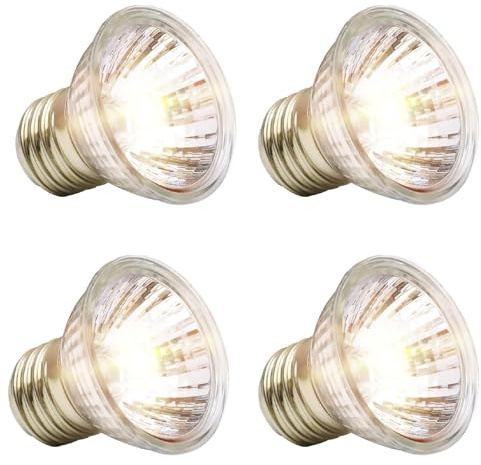 GERUI 4 Stück 25W Heizung Glühbirne,Schildkröte Wärmelampe, E27 UVA UVB Dimmbar Halogen-Glühlampe Reptilien Heizung, für Reptilien/Eidechsen/schildkröten/Schlangen (25W)