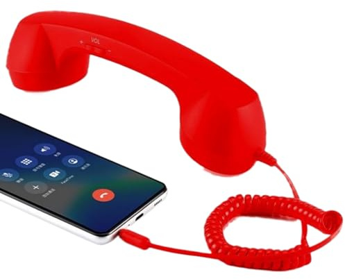 Retro telefonheadset - telefonheadset för mobiltelefon - mobiltelefonmottagare 3,5 mm uttag retro handmottagare - trådlös vintage trådbunden videokonferens dator C