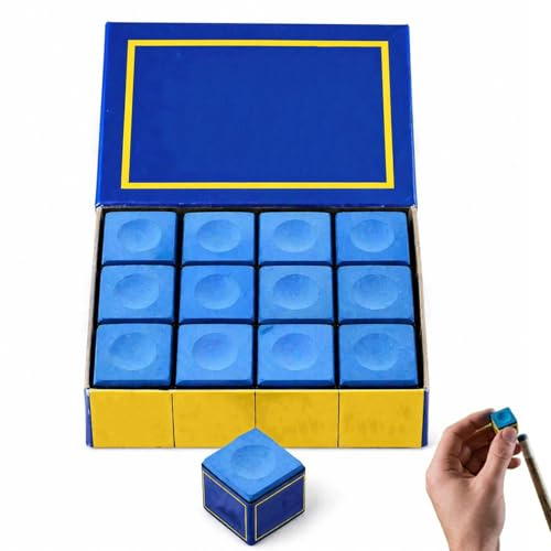 12 Pcs Professional Billiard Pool Chalks, Blue Snooker Chalk, Non-Slip Snooker & Pool Cue Chalk for Enhanced Grip & Control, Minimises Table Mark, Ideal for Tournaments, Bars, Home & Competitive Play