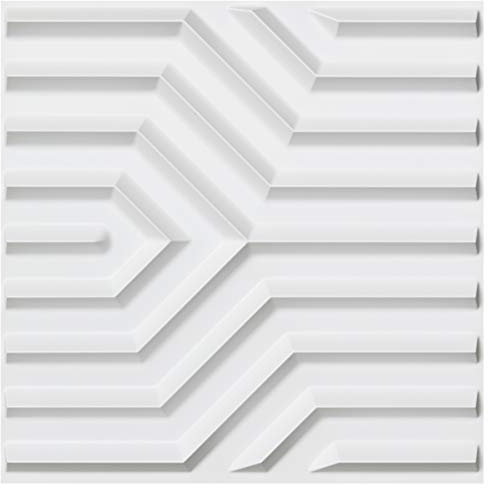 Art3d Wandpaneele PVC 3D geometrisches Mate-Design mattweiß 50 x 50 cm 12 Stück