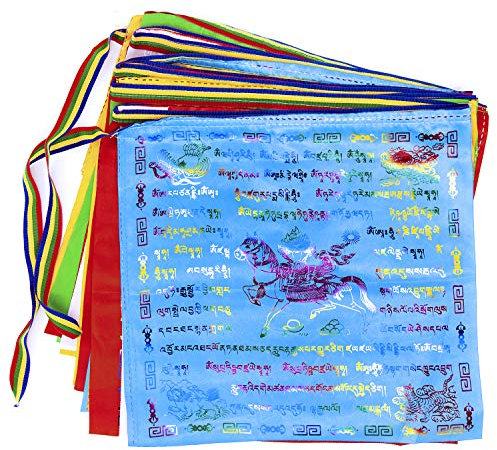 Gebetsfahnen tibetische Gebetsfahnen Outdoor Buddhistische Gebetsfahne 34 x 34 cm groß Wind Pferd Lungta Gebetsfahnen multi