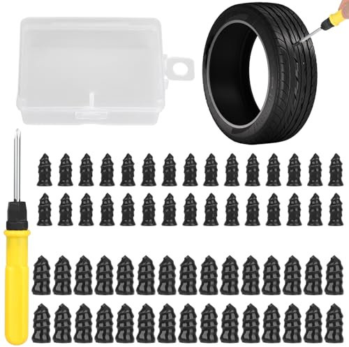 Linkstyle 60 Stück Vakuum Reifen Reparatur Nagel, Reifenreparaturset mit Schraubendreher, Reifenreparatur-Gumminagel für Auto Motorrad