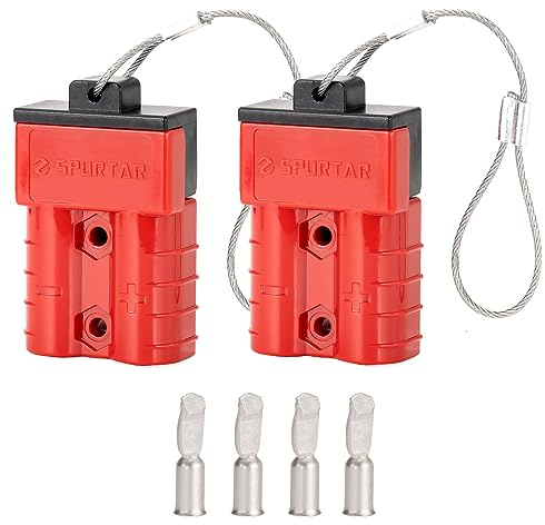 Spurtar 50A 6 AWG batteri snabbkoppling/frånkoppling (2-pack), Röd | Kontaktdon för Ledningsnät Atervinningsvinsch Släpvagn, 12-36V Batteripolkontakter Snabbkoppling Trådkontakter