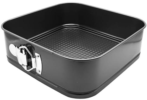 CABLEPELADO Molde Cuadrado Desmontable Antiadherente - Molde para Bizcochos - Recipiente para Horno, repostería, Tartas, Pasteles - Acero - Fácil de Limpiar - Liberación rápida Clip-Clap - 26 cm