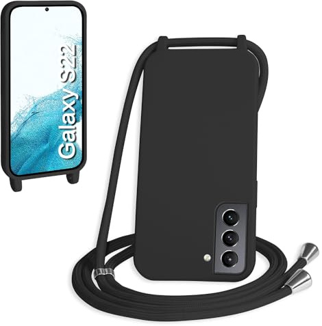 WenBaby Mobiltelefonkedja för Samsung Galaxy S22, fodral med band, mobiltelefonfodral med snöre för upphängning, silikonrep, halsband, skyddsfodral med snöre, fodral, TPU, stötdämpare för Galaxy S22–