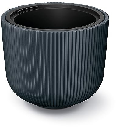 Tymar Blumentopf mit Einsatz, Blumenkübel aus Kunststoff, Übertopf, Pflanzkübel Gross(DBML Anthrazit,ø 35 cm)