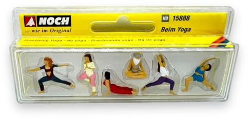 NOCH® H0 Juego de Figuras Im Yoga, Figuras de plástico para modelismo de ferrocarril, Ancho de vía H0, para Manualidades, Bricolaje