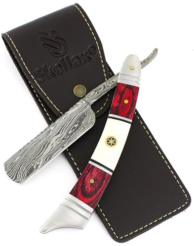 Damascus Straight Razor - Custom Shaving Blade for men - Damascus Steel Barber Approved - Straight Edge Razor For Men - Mens Straight Razor Kit -Travel Case - Best Gift Set For Him