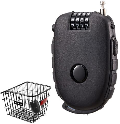 Kabelschloss,Kabelschloss Zahlenschloss,130cm Stahlseil,Einziehbar,Zahlenschloss Mit Drahtseil,Mit 4-Stelligem Zahlencode,Scooter Lock,Ski Schloss Für Gepäck,Motorrad-Helm,Koffer,Fahrrad