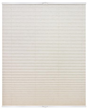 Lichtblick Plissee Klemmfix, ohne Bohren, verspannt, lichtdurchlässig, Blickdicht, Uni, mit eleganter Crushed Optik 60 cm x 210 cm (B x L), Natur